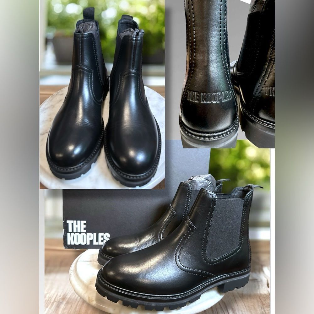 NEW The KOOPLES $495 SMOOTH LEATHER CHELSEA BOOTS Size EU 42